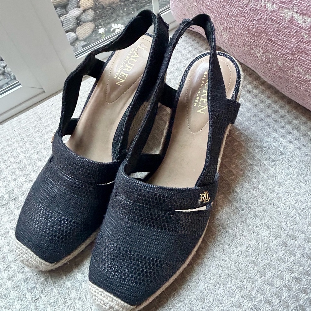 Black Ralph Lauren Espadrille Slingback Sandals